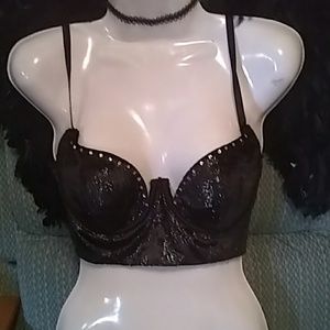 Nwt Victoria secret black velvet rhinestone 34 c